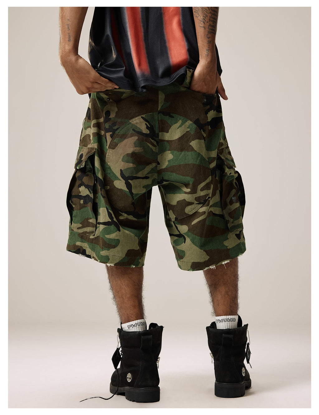 Remedy Paint Stained Camouflage Work Cargo Shorts