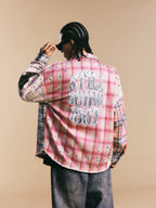 1807 Swarovski Crystal Diamond Plaid Long Sleeve Shirt