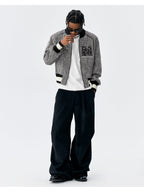 MEDM Pearl Tweed Short Varsity Jacket