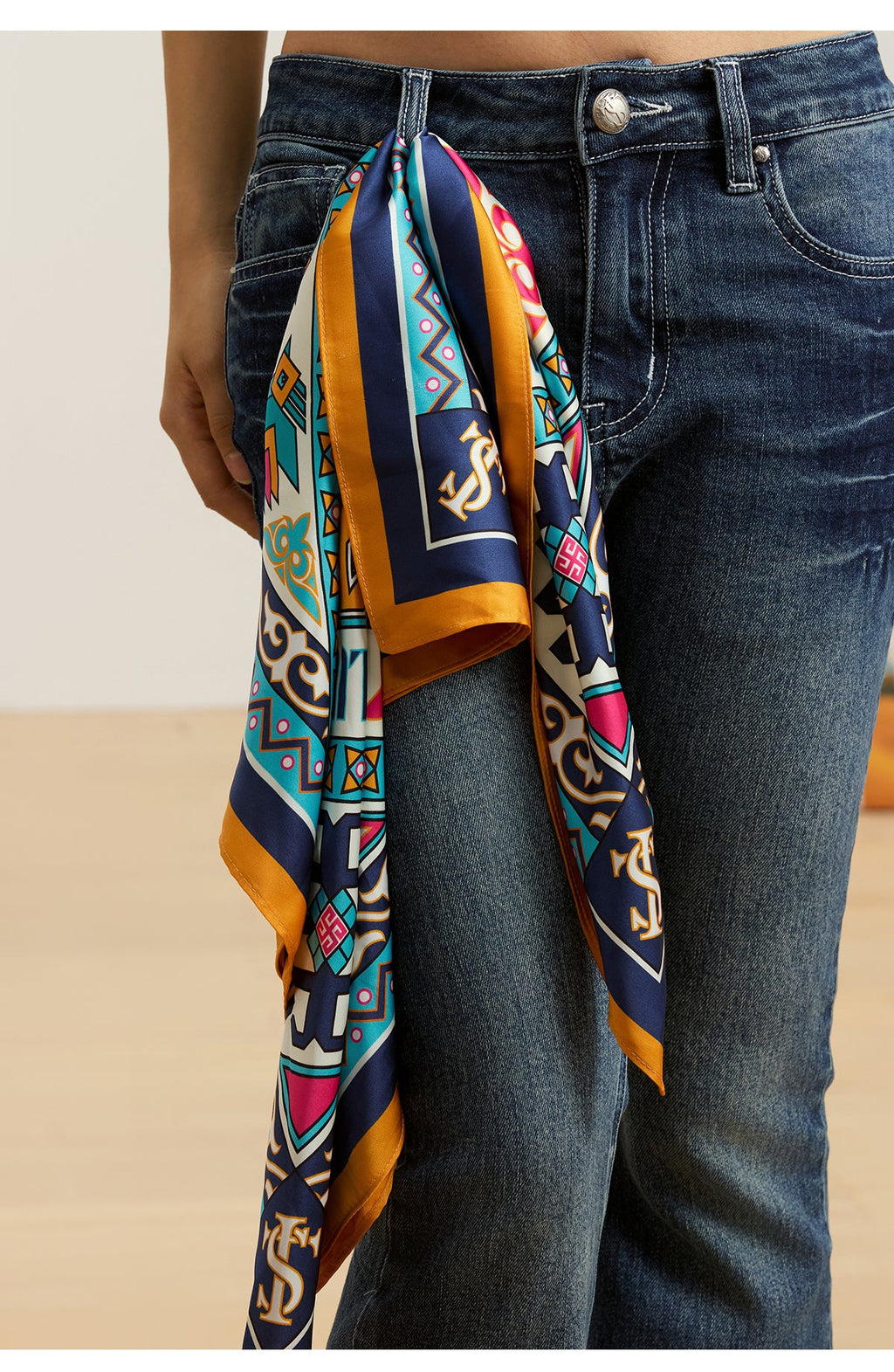 Small Town Kid Geometric Pattern Square Scarf