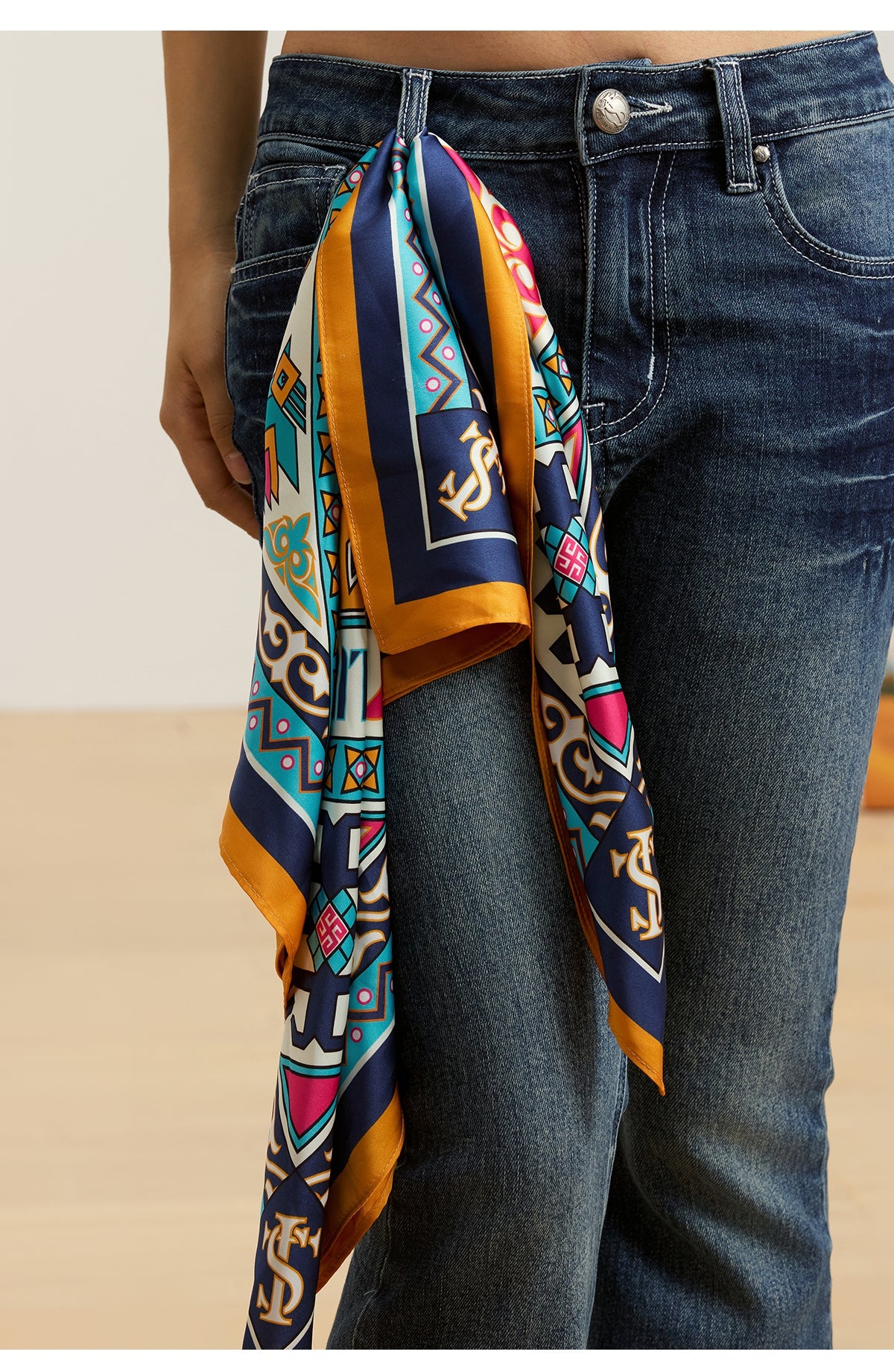 Small Town Kid Geometric Pattern Square Scarf