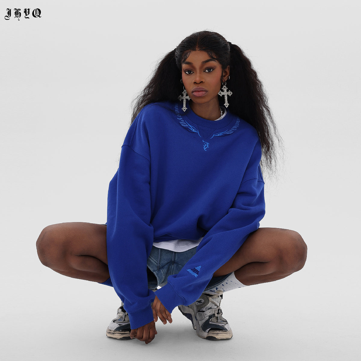 JHYQ Letters Embroidered Logo Heavyweight Sweater