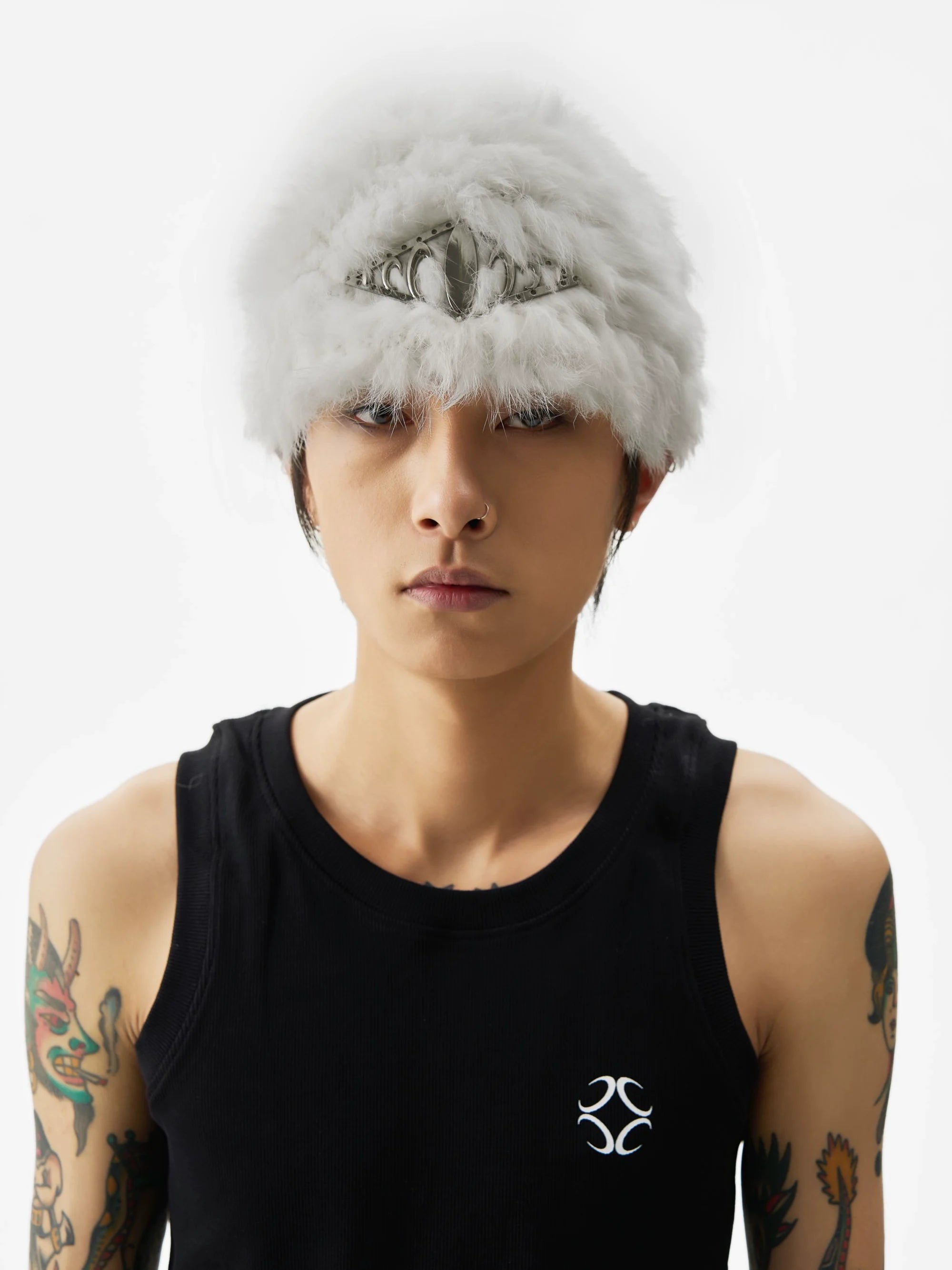 KARMANISTIC Metal Logo Fur Beanie