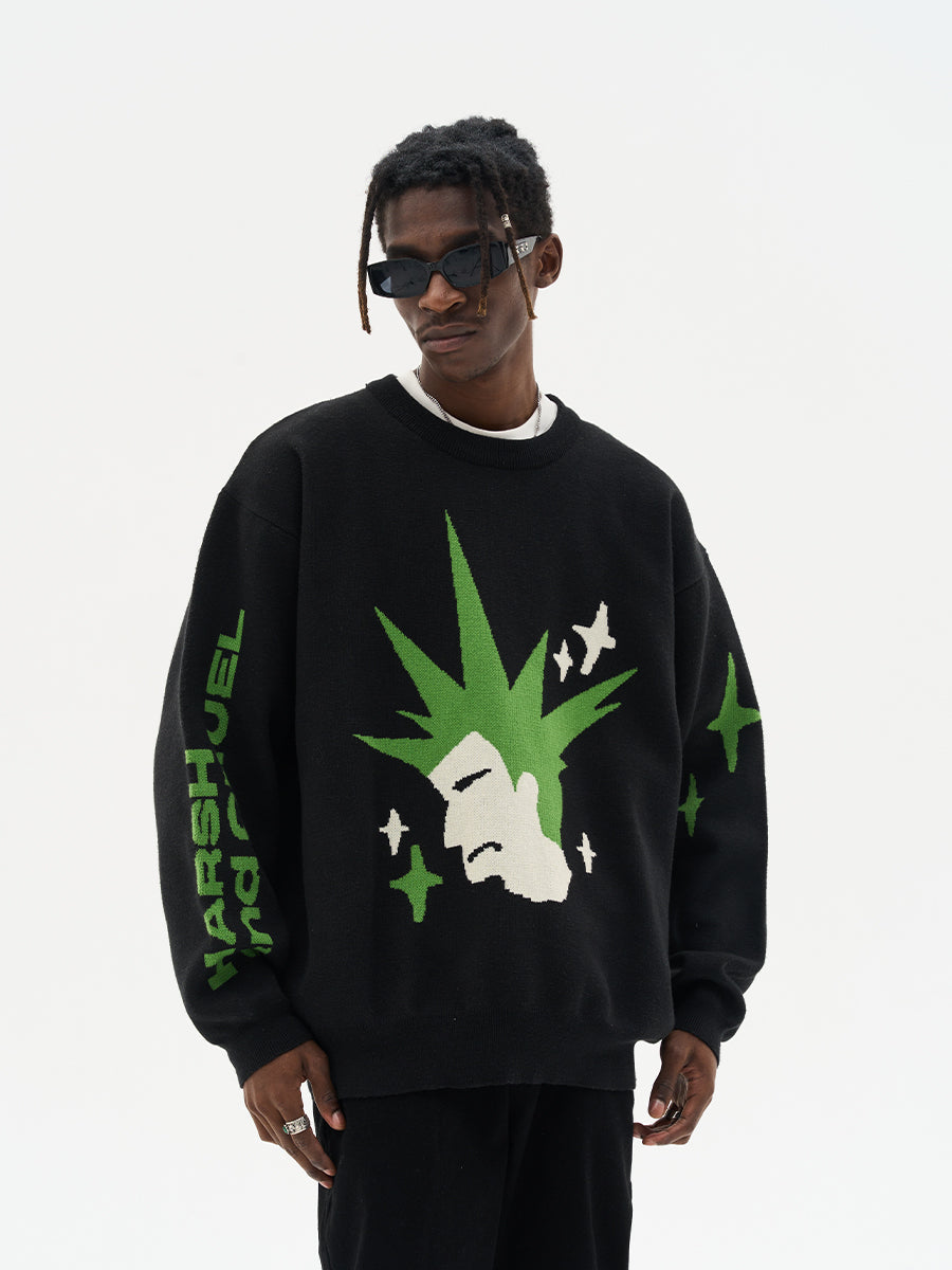 Harsh and Cruel Punk Head Knit Sweater