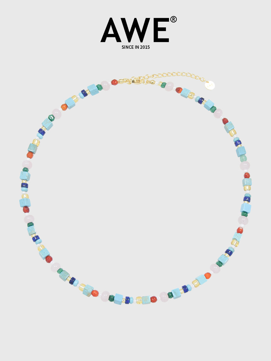 AWE Blue Waves Turquoise Beaded Necklace