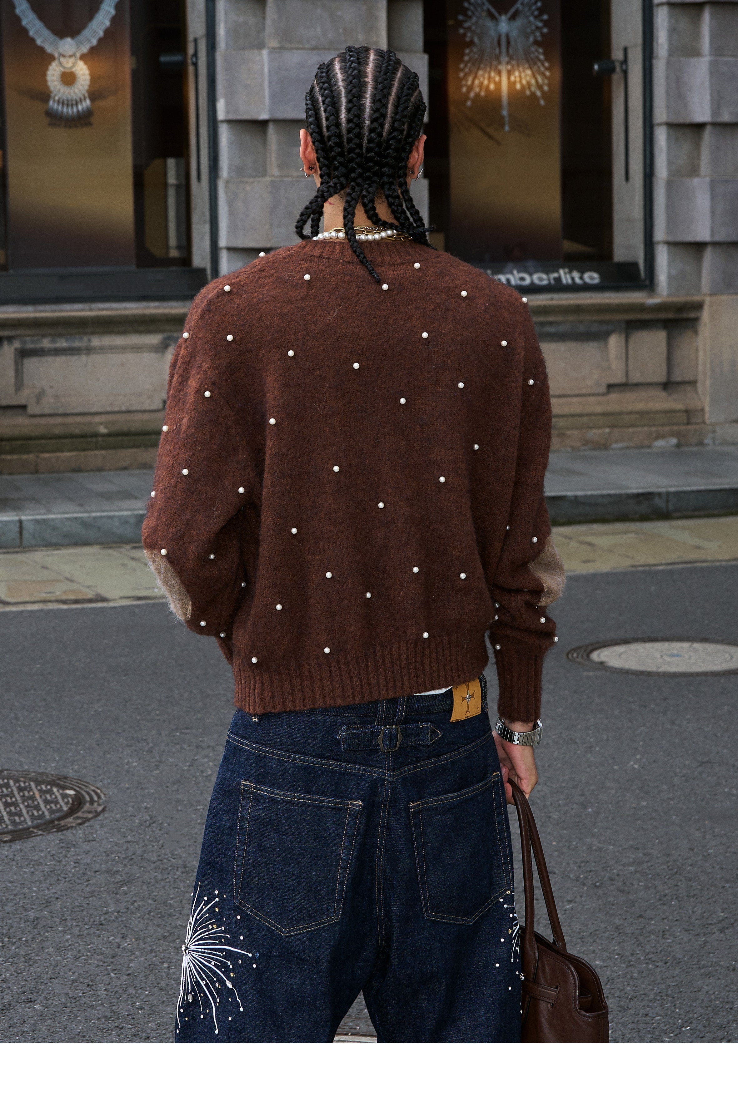STEEPC Wool Blend Pearl Knit Cardigan