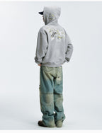 MEDM Rose Embroidered Zip Up Hoodie