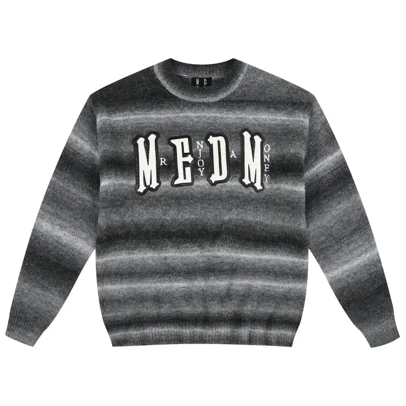 MEDM Logo Patch Rainbow Gradient Knit Sweater
