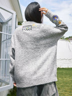 MEDM Floral Vine Embroidered Knit Cardigan