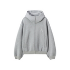 AFGK Air Layer High Collar Embroidered Oversized Zip-Up Hoodie