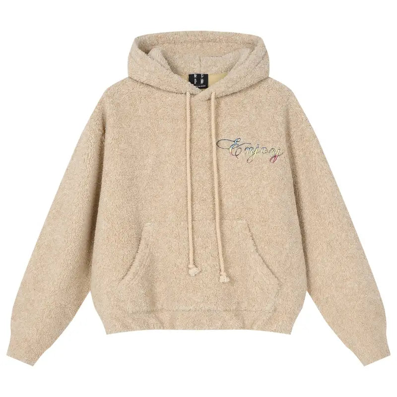 MEDM Gradient Embroidery Sherpa Fleece Hoodie