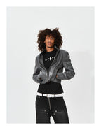 KARMANISTIC Racing Short Leather Jacket