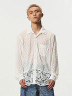 EMPTY REFERENCE Lace Patchwork Long Sleeve Shirt