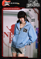 MEDM x EVA NEVER END Character Print Detachable Velcro Patch Zip Up Hoodie