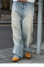 STEEPC Sparkling Rhinestone Washed Baggy Jeans