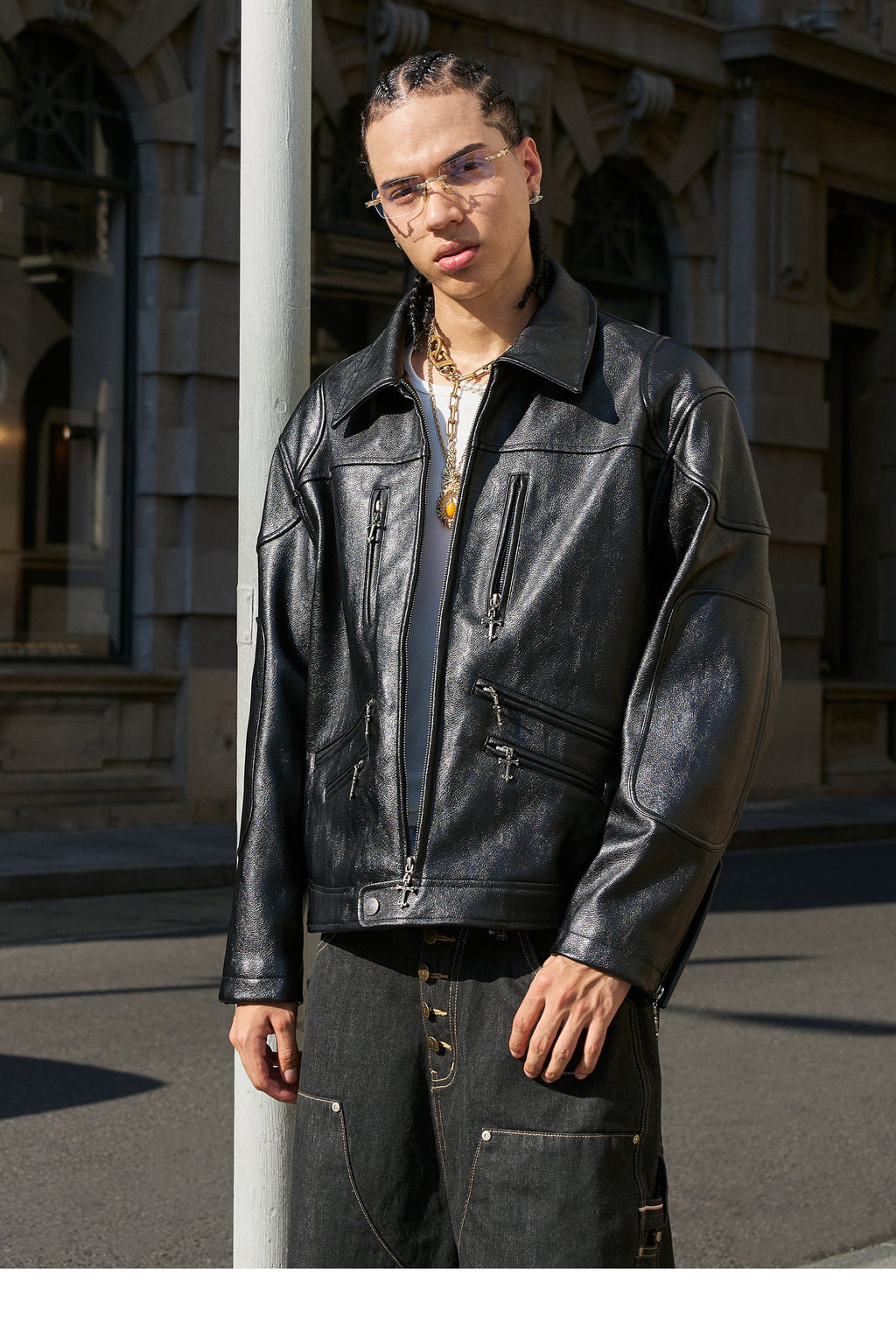 STEEPC Two Tone Leather Racing Jacket