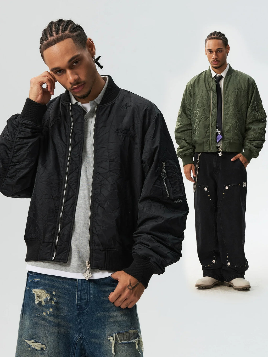 MEDM Crinkled Nylon MA-1 Bomber Jacket