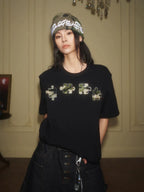 YADcrew Camo Rhinestone Puzzle Tee