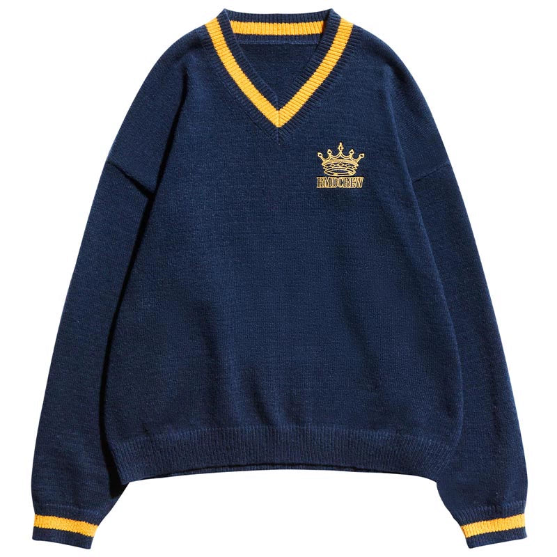 Remedy Embroidered V Neck Knit Sweater