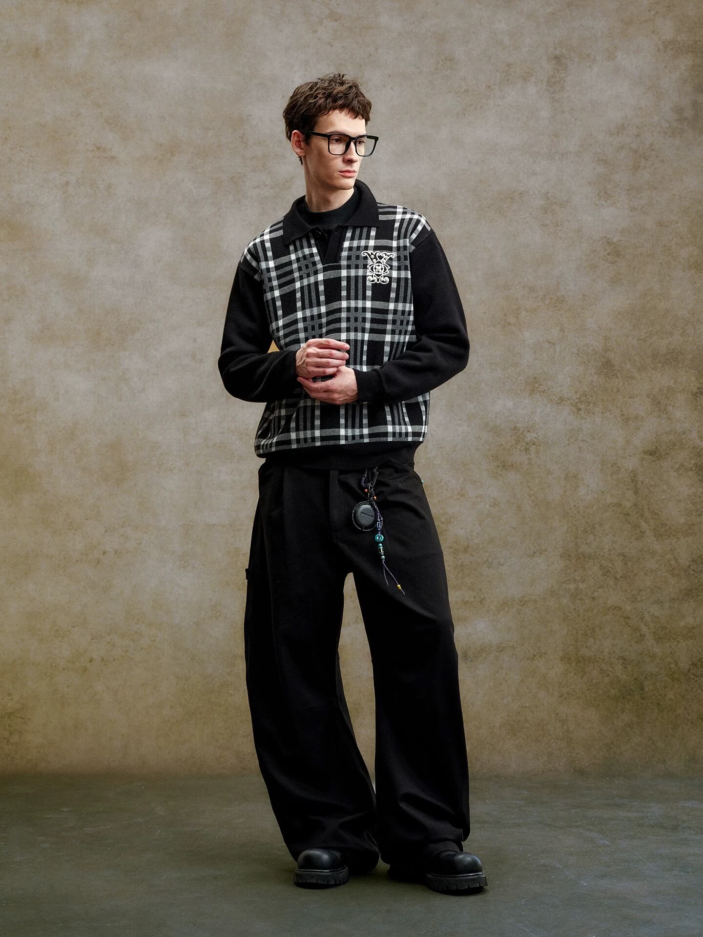 YADcrew Turquoise Studded Tucked Machete Black Pants