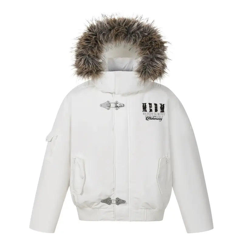 MEDM Detachable Fur Metal Snaps Down Jacket