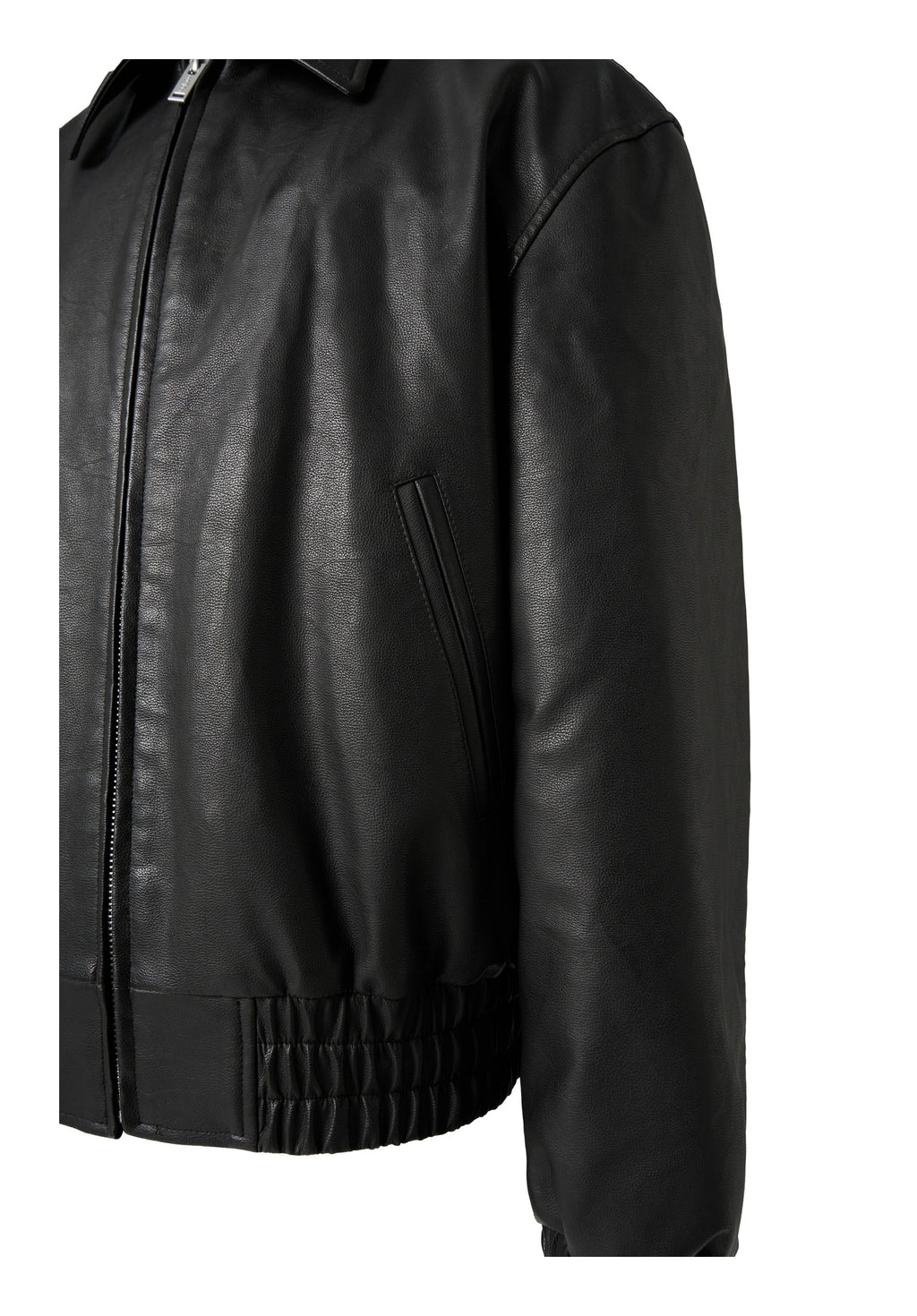 KARMANISTIC Graphic Embroidered Leather Short Bomber Jacket