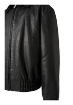 KARMANISTIC Graphic Embroidered Leather Short Bomber Jacket