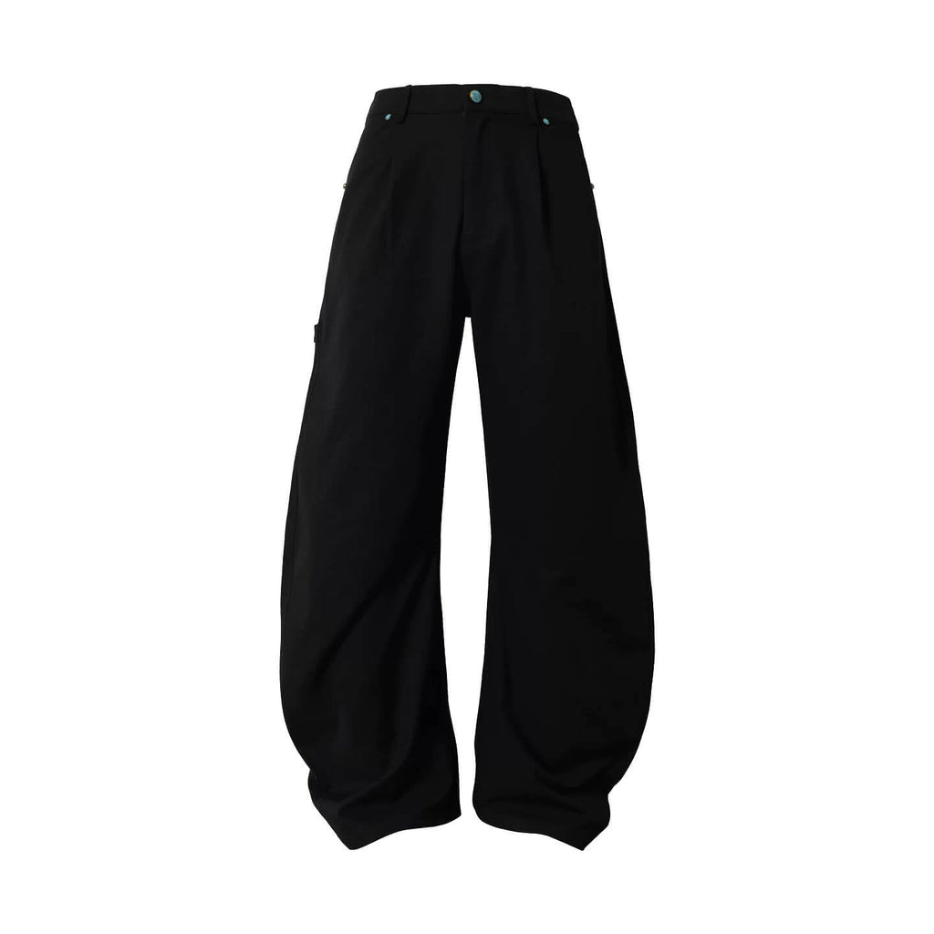 YADcrew Turquoise Studded Tucked Machete Black Pants