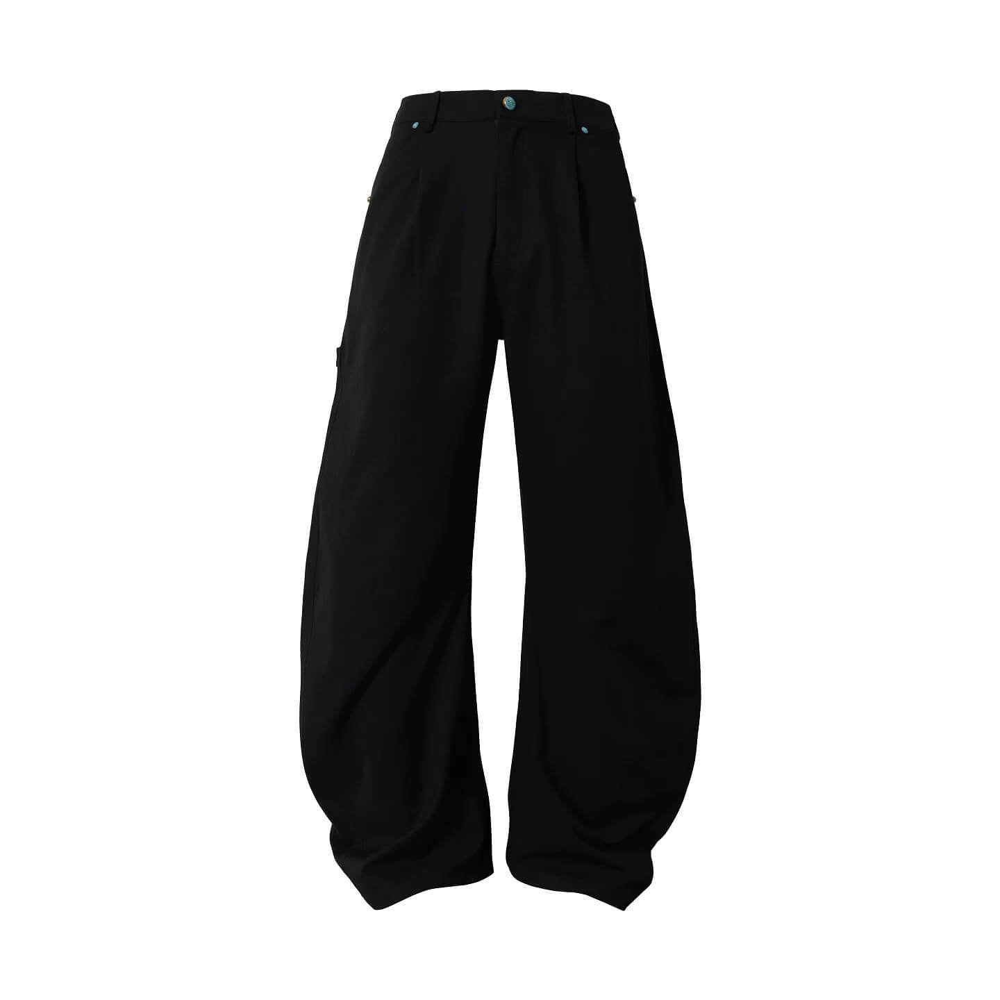 YADcrew Turquoise Studded Tucked Machete Black Pants