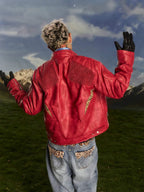 S45 Leopard Print Patchwork PU Leather Biker Jacket