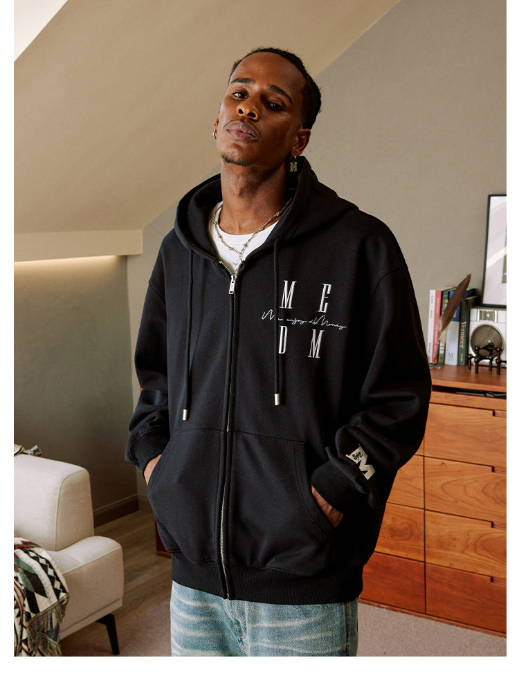 MEDM Basic Logo Embroidery Zip Up Hoodie