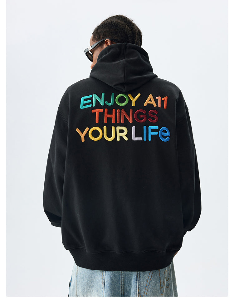 MEDM Rainbow Letter Zip Up Hoodie