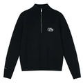 MEDM Rose Embroidered Half Zip Knit Sweater