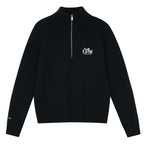 MEDM Rose Embroidered Half Zip Knit Sweater