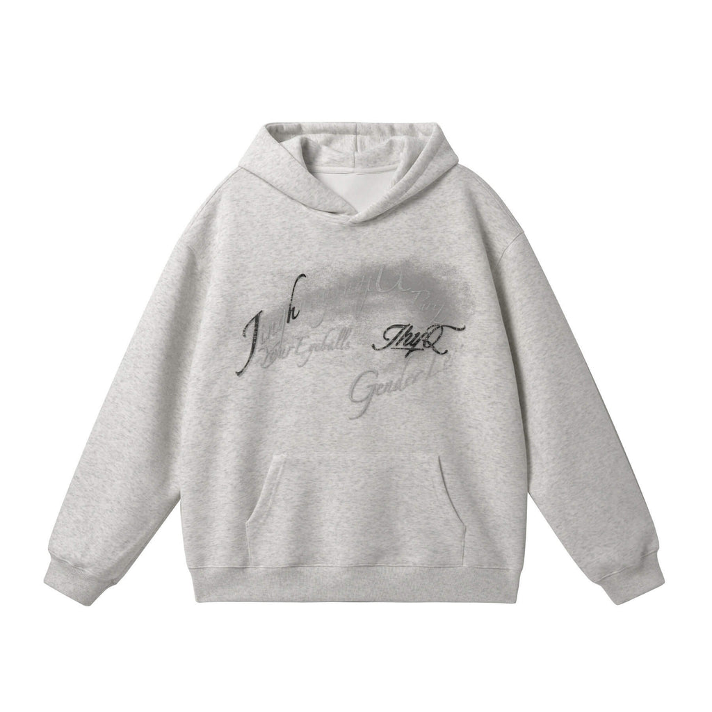 JHYQ Vintage Gradient Lettering Print Hoodie