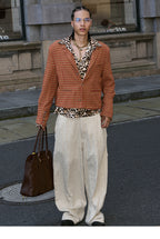 STEEPC Houndstooth Wool Blend Short Suit Jacket