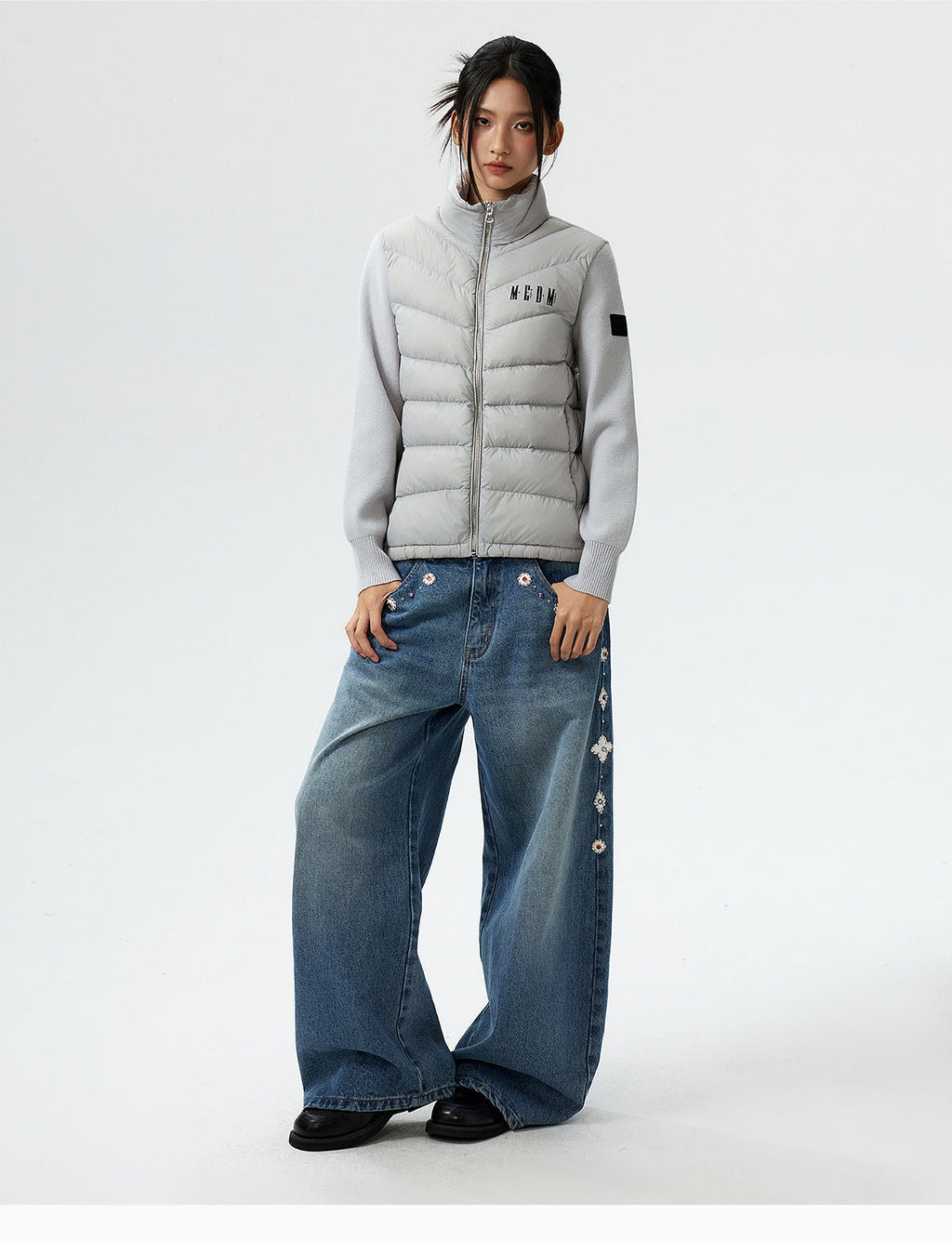 MEDM Shoulder Patchwork Lightweight Down Jacket