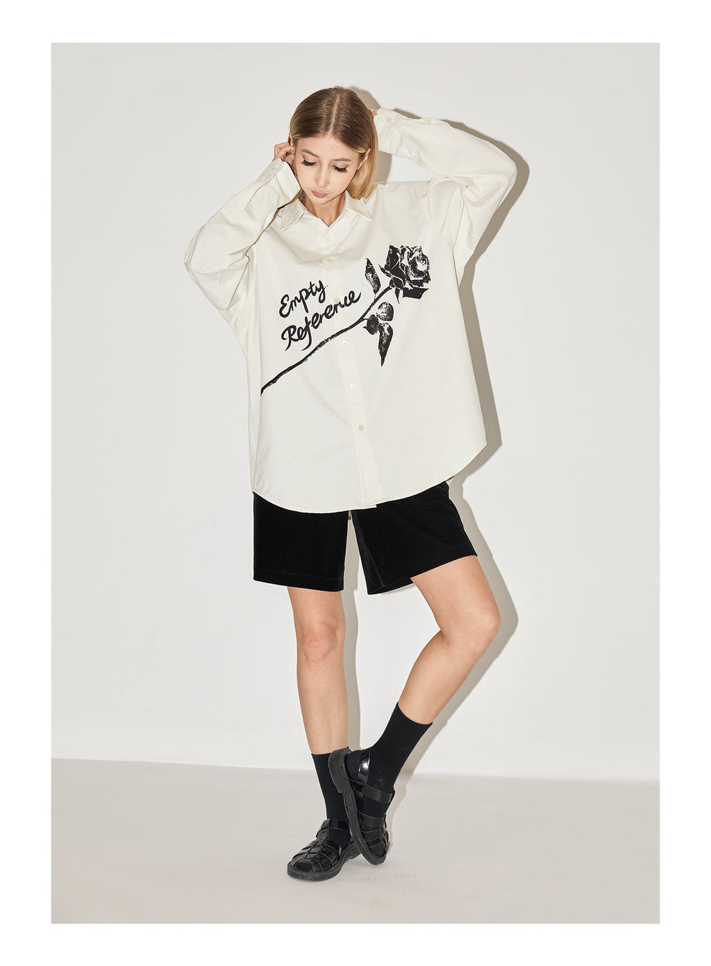 EMPTY REFERENCE Night Rose Print Long Sleeved Shirt