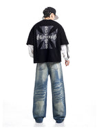 F3F Select Heavy Distressed Washed Patchwork Baggy Jeans