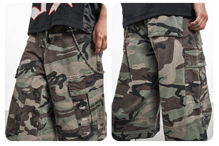 F3F Select Multi Pocket Camouflage Baggy Shorts