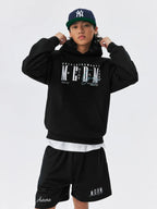 MEDM Logo Print and Embroidered Lettering Hoodie