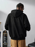 MEDM Suede Logo Patch Zip-Up Hoodie
