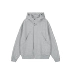 Achock Snap Button Wind Flap Zip Up Hooded Jacket