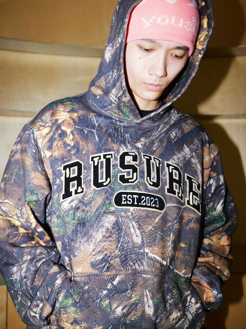 RUSURE Tree Camouflage Logo Patch Embroidered Hoodie