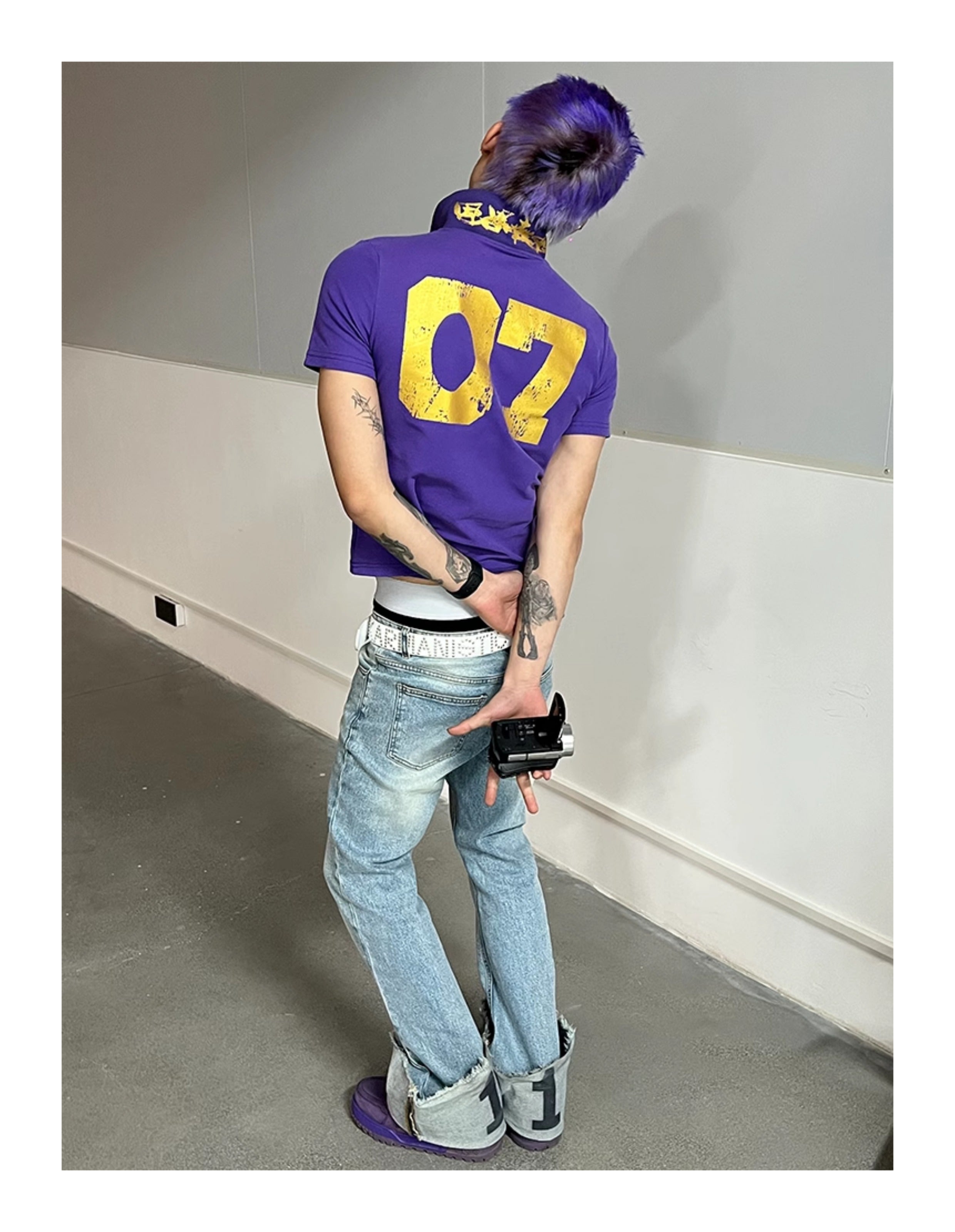 KARMANISTIC Embroidered and Printed Short Polo Shirt