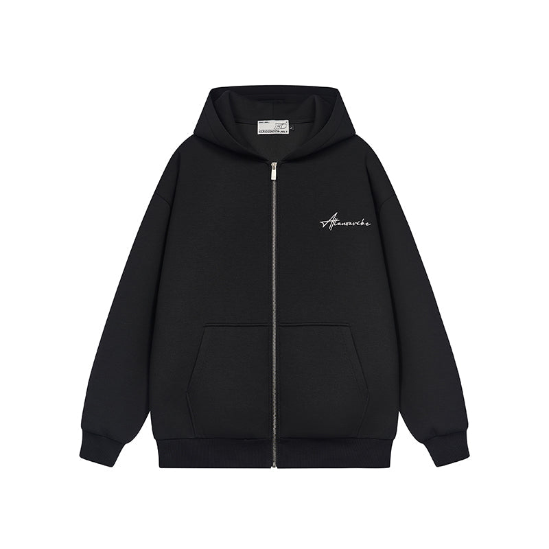 Harsh and Cruel Handwritten Signature Embroidered Zip Hoodie