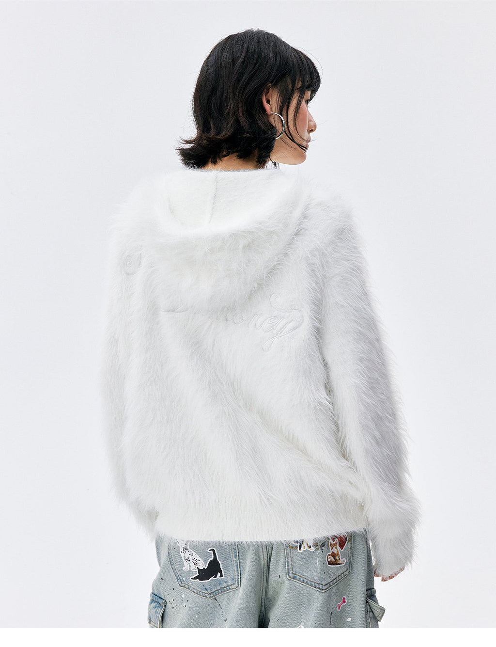MEDM Mohair Hooded Zip Up Jacket