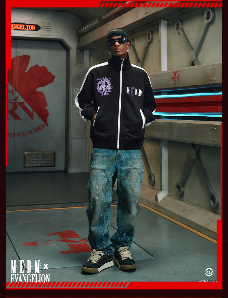 MEDM x EVA Line Art Body Contrast Color Track Jacket
