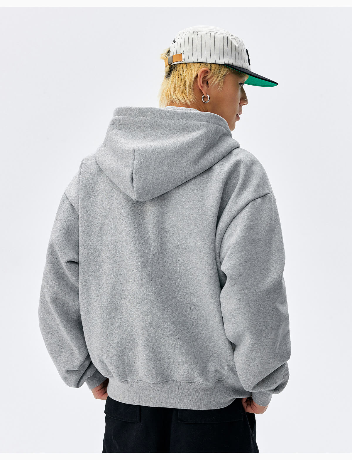 MEDM Flower Embroidered Zip Up Hoodie