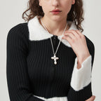 AWE Pearl Cross Pendant Necklace